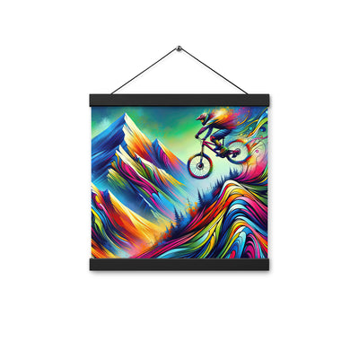 Mountainbiker in farbenfroher Alpenkulisse mit abstraktem Touch (M) - Premium Poster mit Aufhängung xxx yyy zzz 30.5 x 30.5 cm