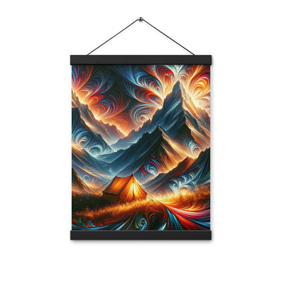 Abstrakte Kunst der Alpen, wo die Berge mit dynamischen Farben und Mustern pulsieren und eine Szene Energie schaffen - Enhanced Matte camping xxx yyy zzz 30.5 x 40.6 cm