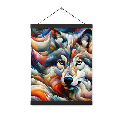 Abstrakte Kunst der Alpen mit einem Wolf. Chaotischer Tanz aus Farben und Formen. Surreale Landschaft (AN) - Enhanced Matte Paper Poster xxx yyy zzz 30.5 x 40.6 cm