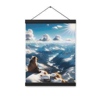 Foto der Alpen im Winter mit Bären auf dem Gipfel, glitzernder Neuschnee unter der Sonne - Premium Poster mit Aufhängung camping xxx yyy zzz 30.5 x 40.6 cm