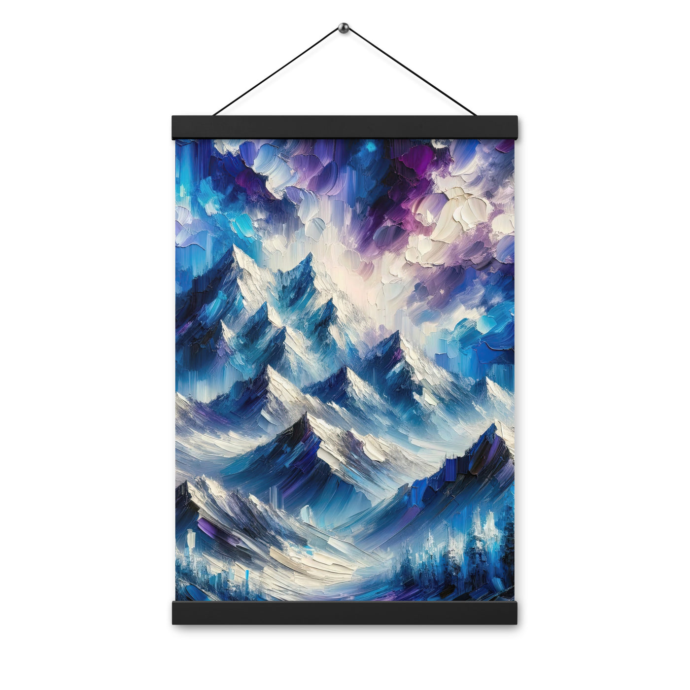 Alpenabstraktion mit dramatischem Himmel in Öl - Premium Poster mit Aufhängung berge xxx yyy zzz 30.5 x 45.7 cm