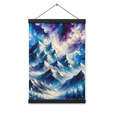 Alpenabstraktion mit dramatischem Himmel in Öl - Premium Poster mit Aufhängung berge xxx yyy zzz 30.5 x 45.7 cm