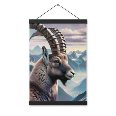 Digitales Steinbock-Porträt vor Alpenkulisse - Premium Poster mit Aufhängung berge xxx yyy zzz 30.5 x 45.7 cm