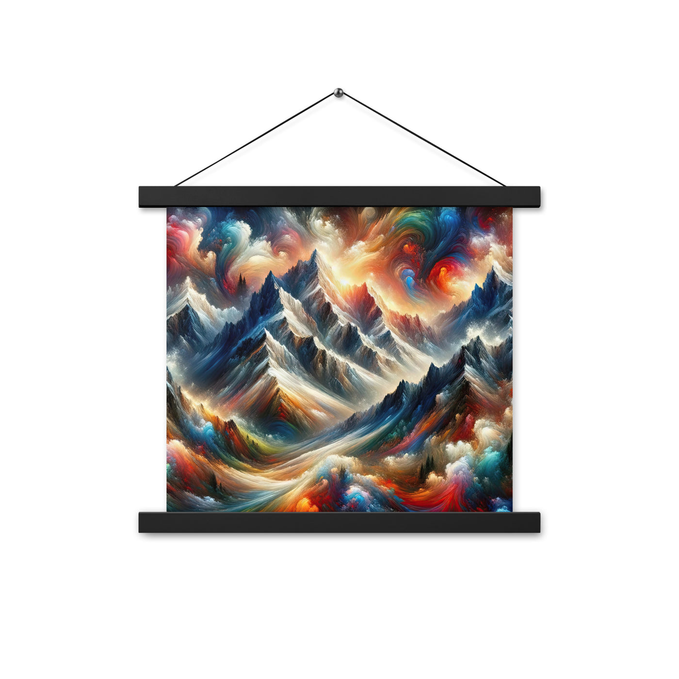 Expressionistische Alpen, Berge: Gemälde mit Farbexplosion - Premium Poster mit Aufhängung berge xxx yyy zzz 35.6 x 35.6 cm