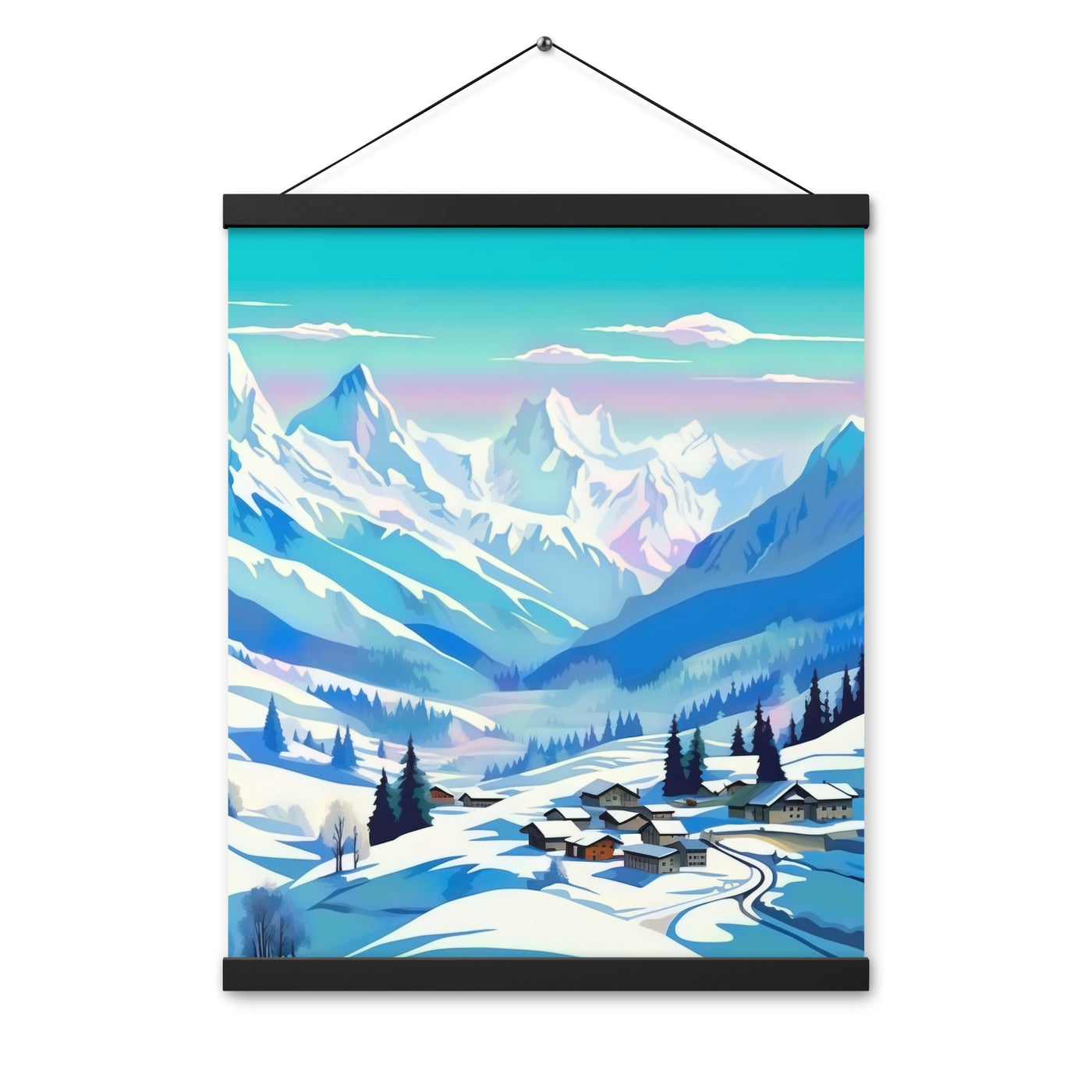 Berge und Schnee - Landschaft - Premium Poster mit Aufhängung ski xxx 40.6 x 50.8 cm