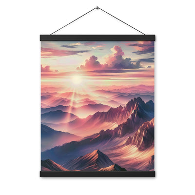 Schöne Berge bei Sonnenaufgang: Malerei in Pastelltönen - Premium Poster mit Aufhängung berge xxx yyy zzz 40.6 x 50.8 cm