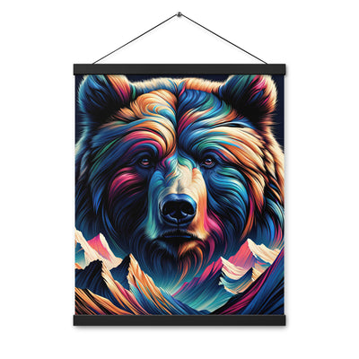 Majestätischer Bär vor Schweizer Alpen in abstrakter Kunst - Premium Poster mit Aufhängung camping xxx yyy zzz 40.6 x 50.8 cm