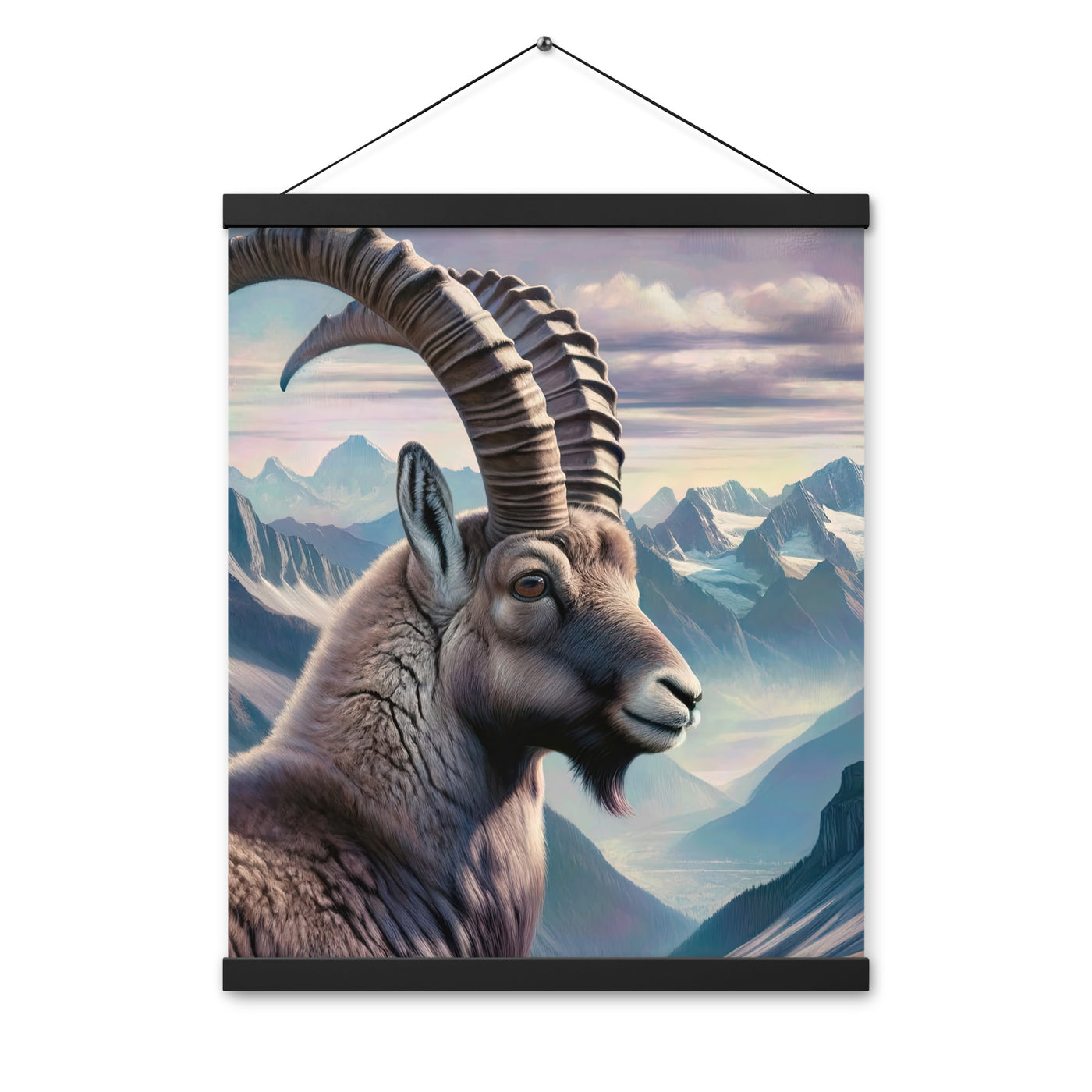 Digitales Steinbock-Porträt vor Alpenkulisse - Premium Poster mit Aufhängung berge xxx yyy zzz 40.6 x 50.8 cm