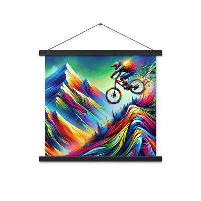 Mountainbiker in farbenfroher Alpenkulisse mit abstraktem Touch (M) - Premium Poster mit Aufhängung xxx yyy zzz 45.7 x 45.7 cm
