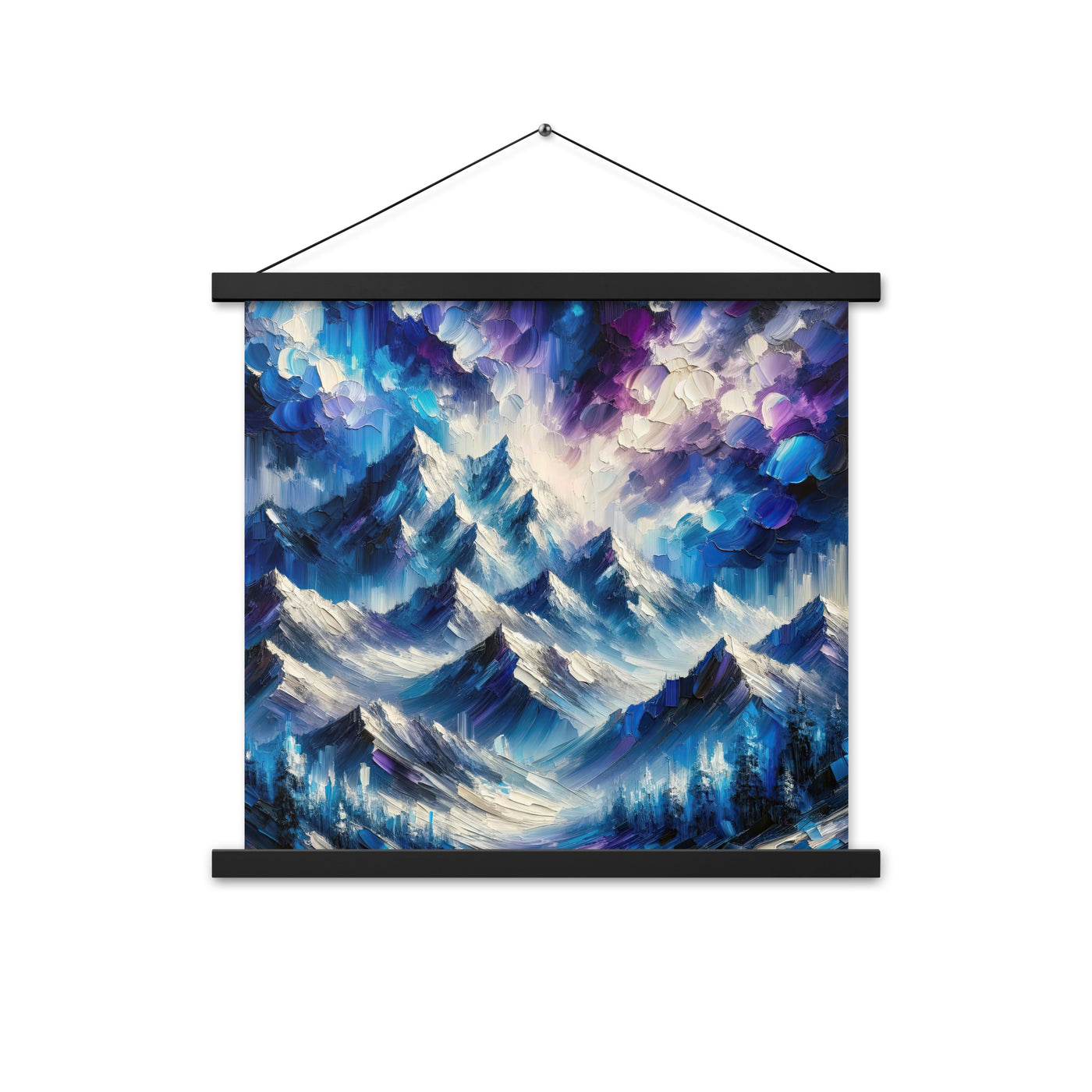 Alpenabstraktion mit dramatischem Himmel in Öl - Premium Poster mit Aufhängung berge xxx yyy zzz 45.7 x 45.7 cm