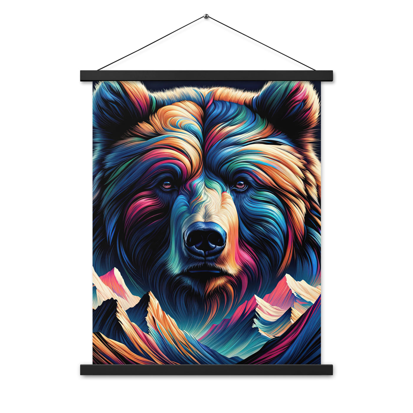 Majestätischer Bär vor Schweizer Alpen in abstrakter Kunst - Premium Poster mit Aufhängung camping xxx yyy zzz 45.7 x 61 cm