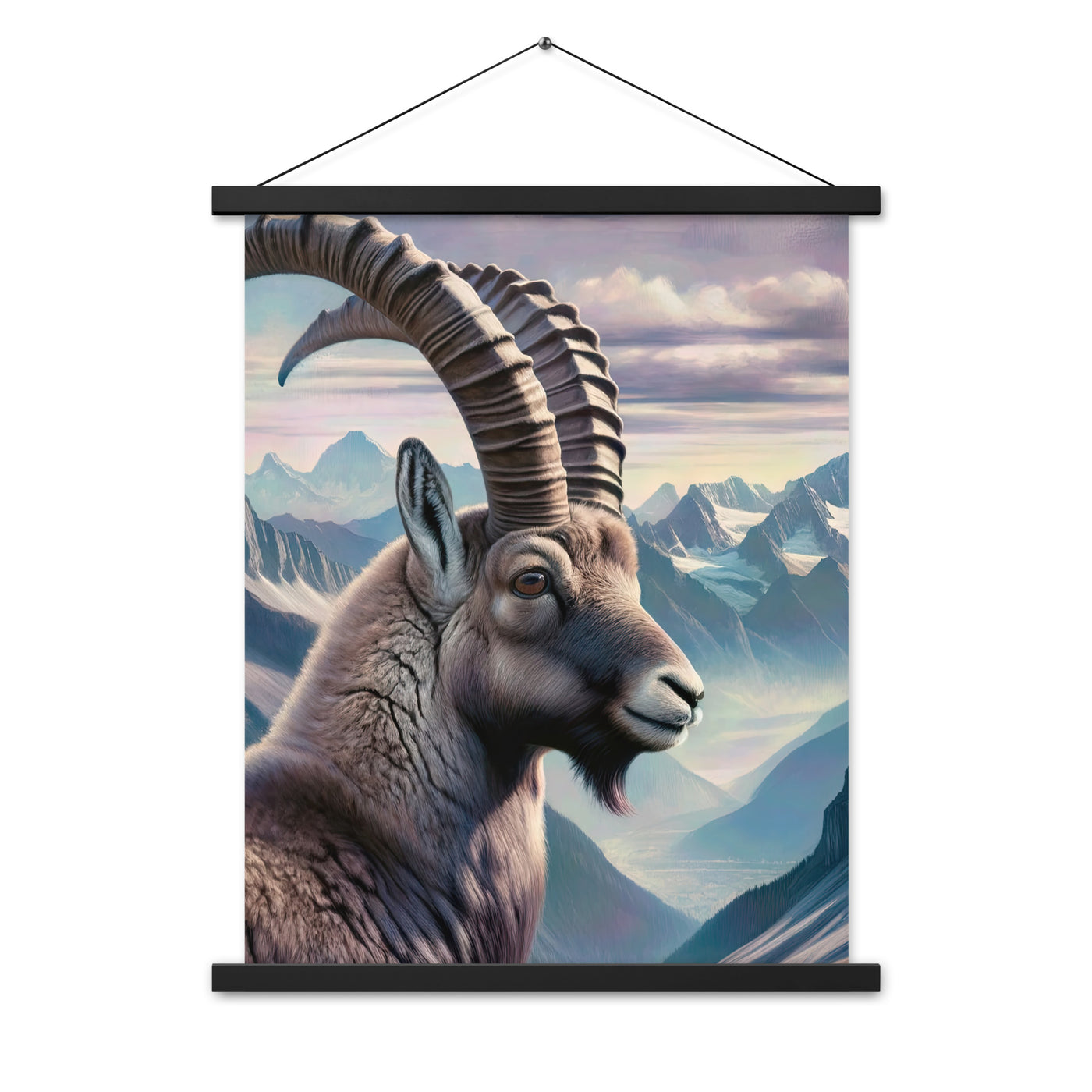 Digitales Steinbock-Porträt vor Alpenkulisse - Premium Poster mit Aufhängung berge xxx yyy zzz 45.7 x 61 cm