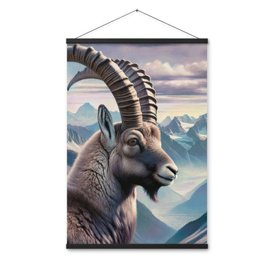 Digitales Steinbock-Porträt vor Alpenkulisse - Premium Poster mit Aufhängung berge xxx yyy zzz 61 x 91.4 cm