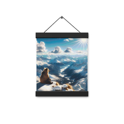 Foto der Alpen im Winter mit Bären auf dem Gipfel, glitzernder Neuschnee unter der Sonne - Premium Poster mit Aufhängung camping xxx yyy zzz 20.3 x 25.4 cm