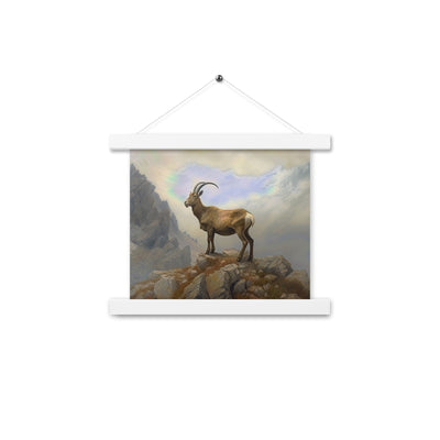 Steinbock am Berg - Wunderschöne Malerei - Premium Poster mit Aufhängung berge xxx 25.4 x 25.4 cm