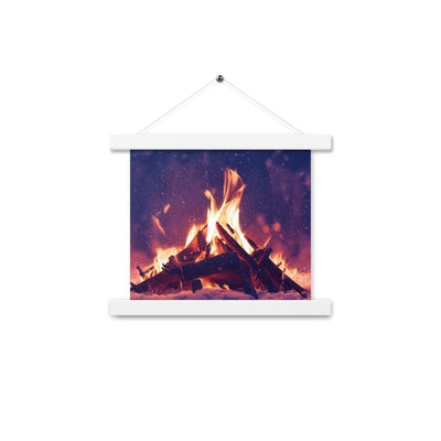 Lagerfeuer im Winter - Campingtrip Foto - Premium Poster mit Aufhängung camping xxx 25.4 x 25.4 cm