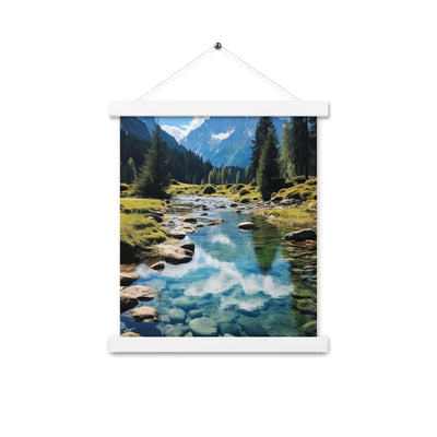 Österreichische Alpen und steiniger Bach - Premium Poster mit Aufhängung berge xxx 27.9 x 35.6 cm