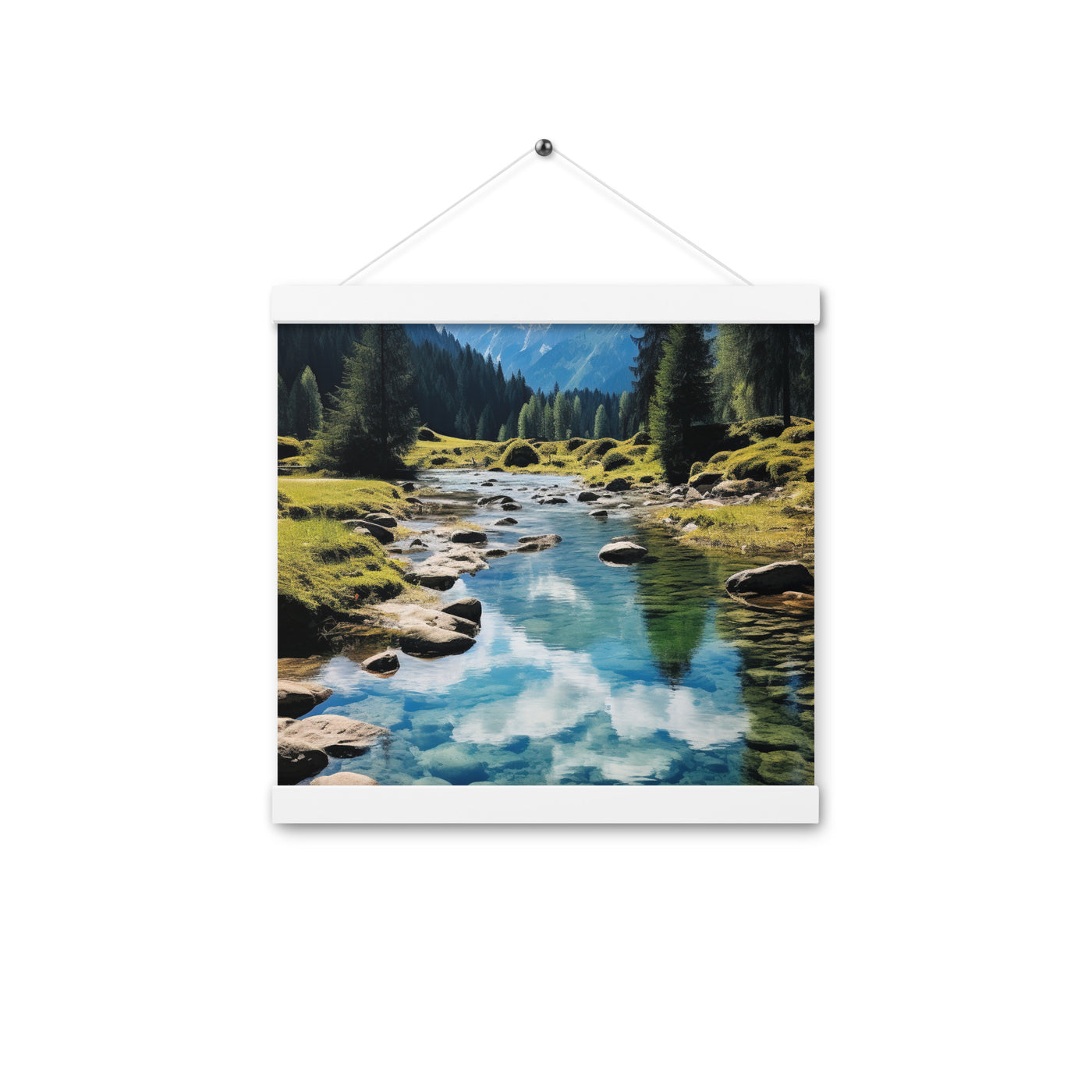 Österreichische Alpen und steiniger Bach - Premium Poster mit Aufhängung berge xxx 30.5 x 30.5 cm