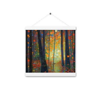 Wald voller Bäume - Herbstliche Stimmung - Malerei - Premium Poster mit Aufhängung camping xxx 30.5 x 30.5 cm