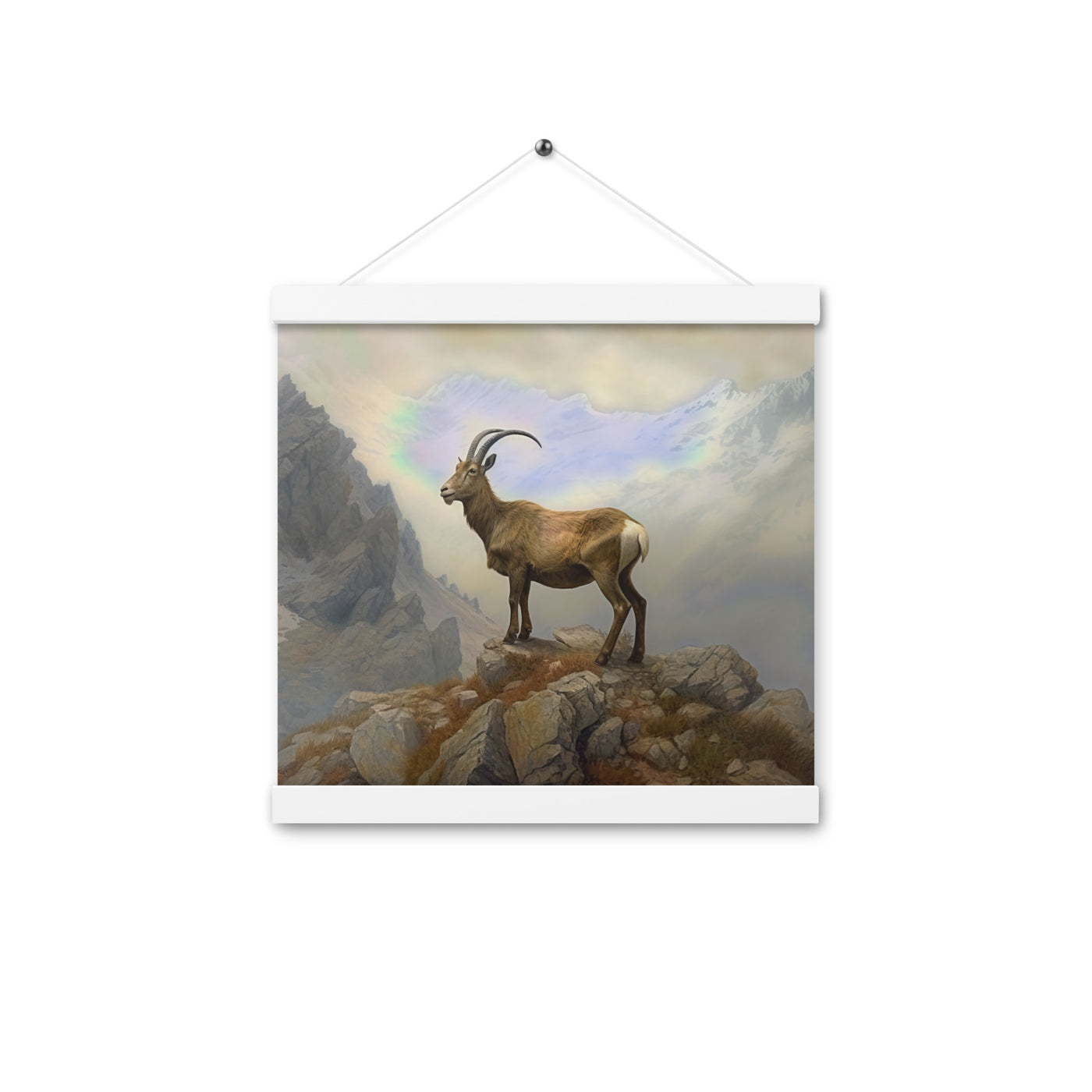 Steinbock am Berg - Wunderschöne Malerei - Premium Poster mit Aufhängung berge xxx 30.5 x 30.5 cm