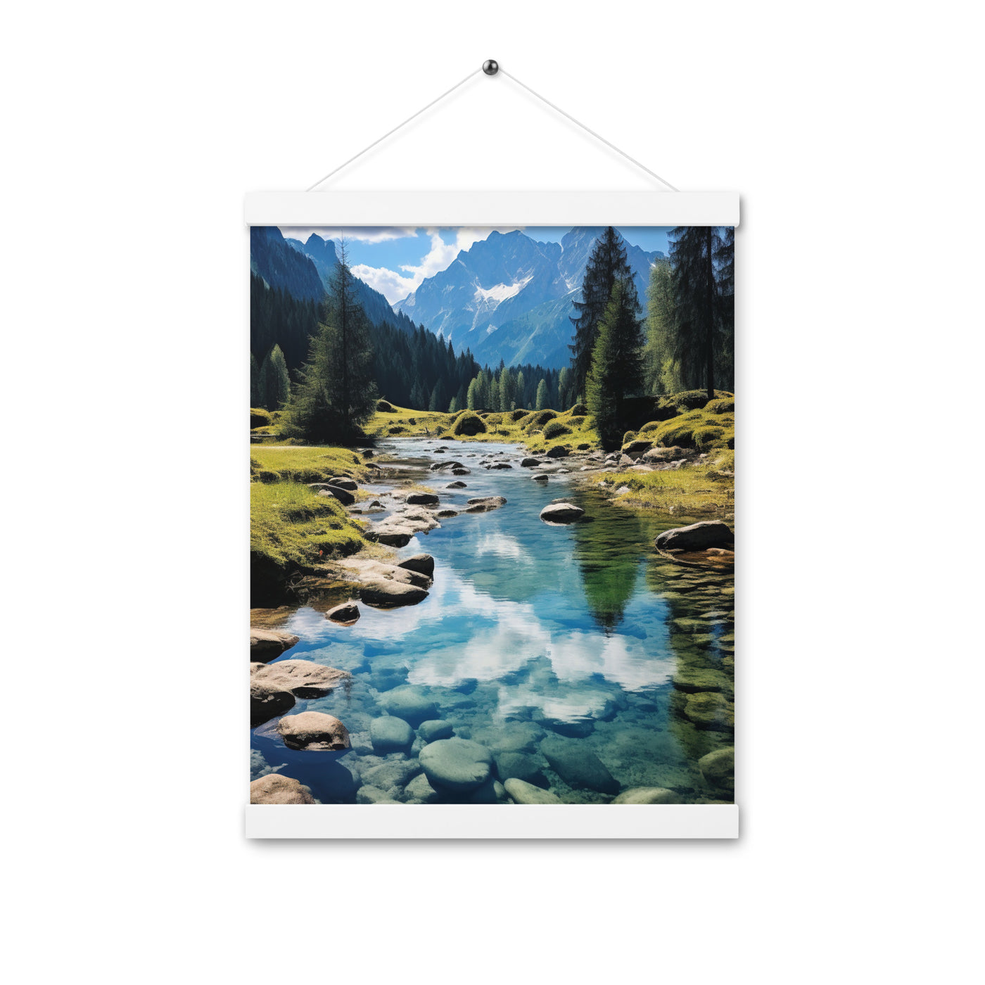 Österreichische Alpen und steiniger Bach - Premium Poster mit Aufhängung berge xxx 30.5 x 40.6 cm