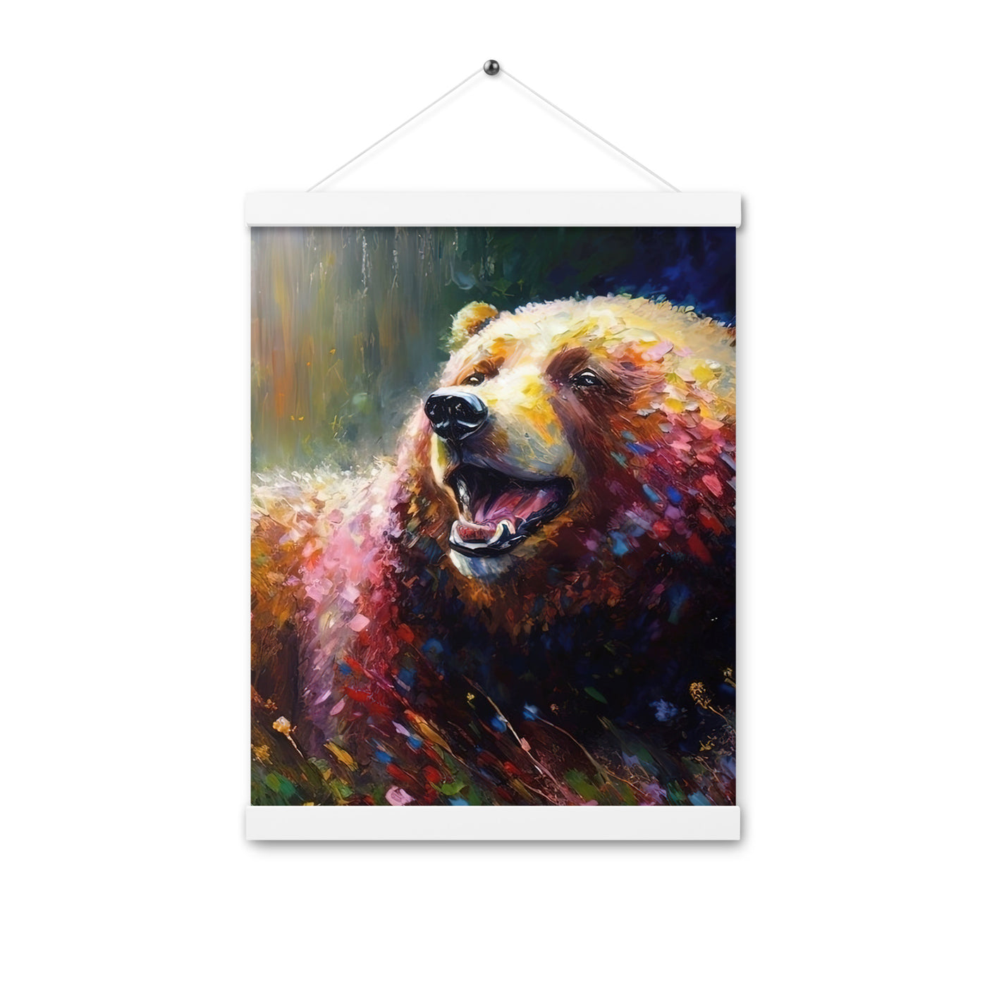 Süßer Bär - Ölmalerei - Premium Poster mit Aufhängung camping xxx 30.5 x 40.6 cm