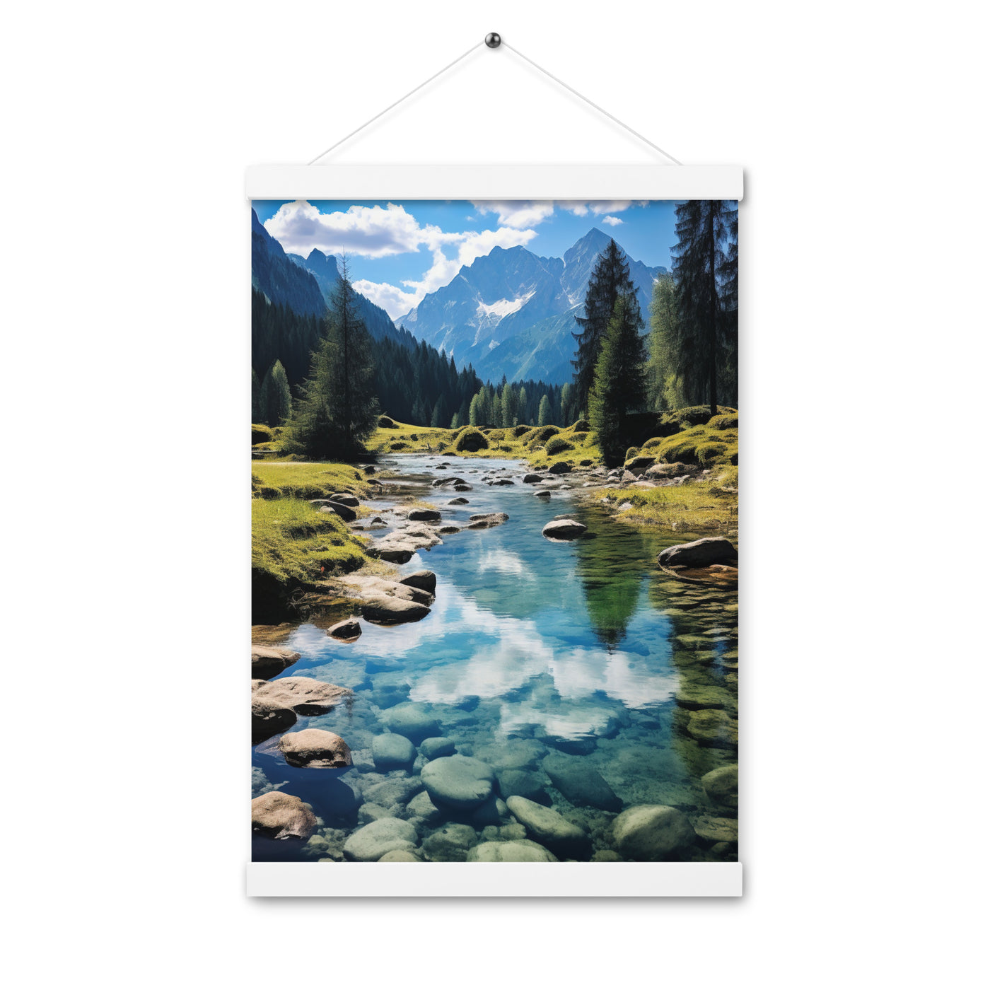 Österreichische Alpen und steiniger Bach - Premium Poster mit Aufhängung berge xxx 30.5 x 45.7 cm