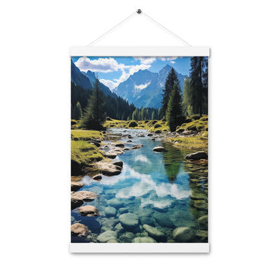 Österreichische Alpen und steiniger Bach - Premium Poster mit Aufhängung berge xxx 30.5 x 45.7 cm