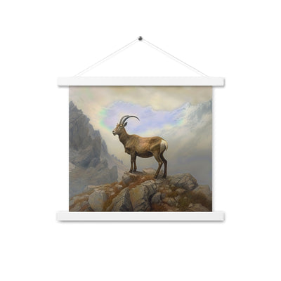 Steinbock am Berg - Wunderschöne Malerei - Premium Poster mit Aufhängung berge xxx 35.6 x 35.6 cm