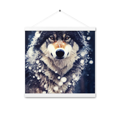 Wolf im Schnee - Episches Foto - Premium Poster mit Aufhängung camping xxx 40.6 x 40.6 cm