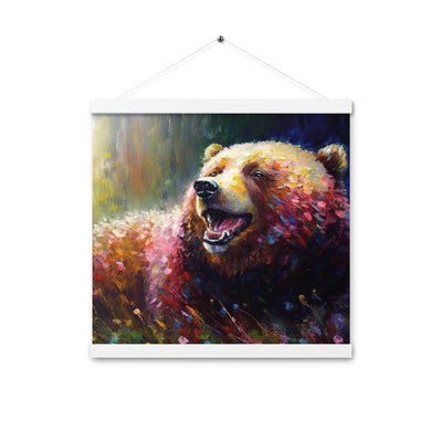 Süßer Bär - Ölmalerei - Premium Poster mit Aufhängung camping xxx 40.6 x 40.6 cm