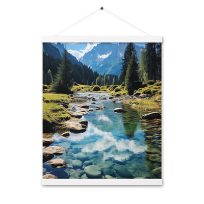 Österreichische Alpen und steiniger Bach - Premium Poster mit Aufhängung berge xxx 40.6 x 50.8 cm