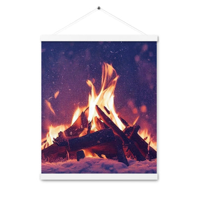 Lagerfeuer im Winter - Campingtrip Foto - Premium Poster mit Aufhängung camping xxx 40.6 x 50.8 cm