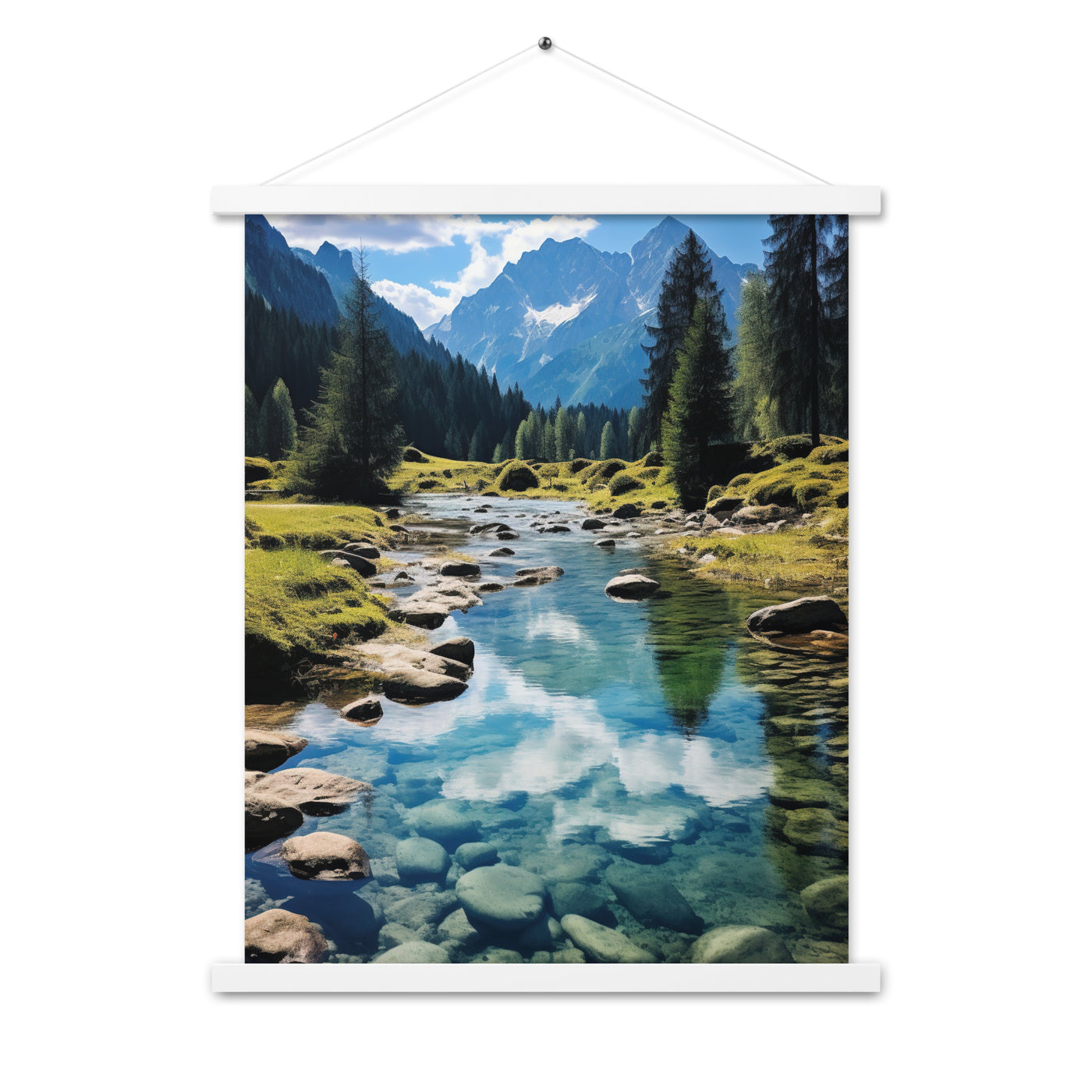 Österreichische Alpen und steiniger Bach - Premium Poster mit Aufhängung berge xxx 45.7 x 61 cm