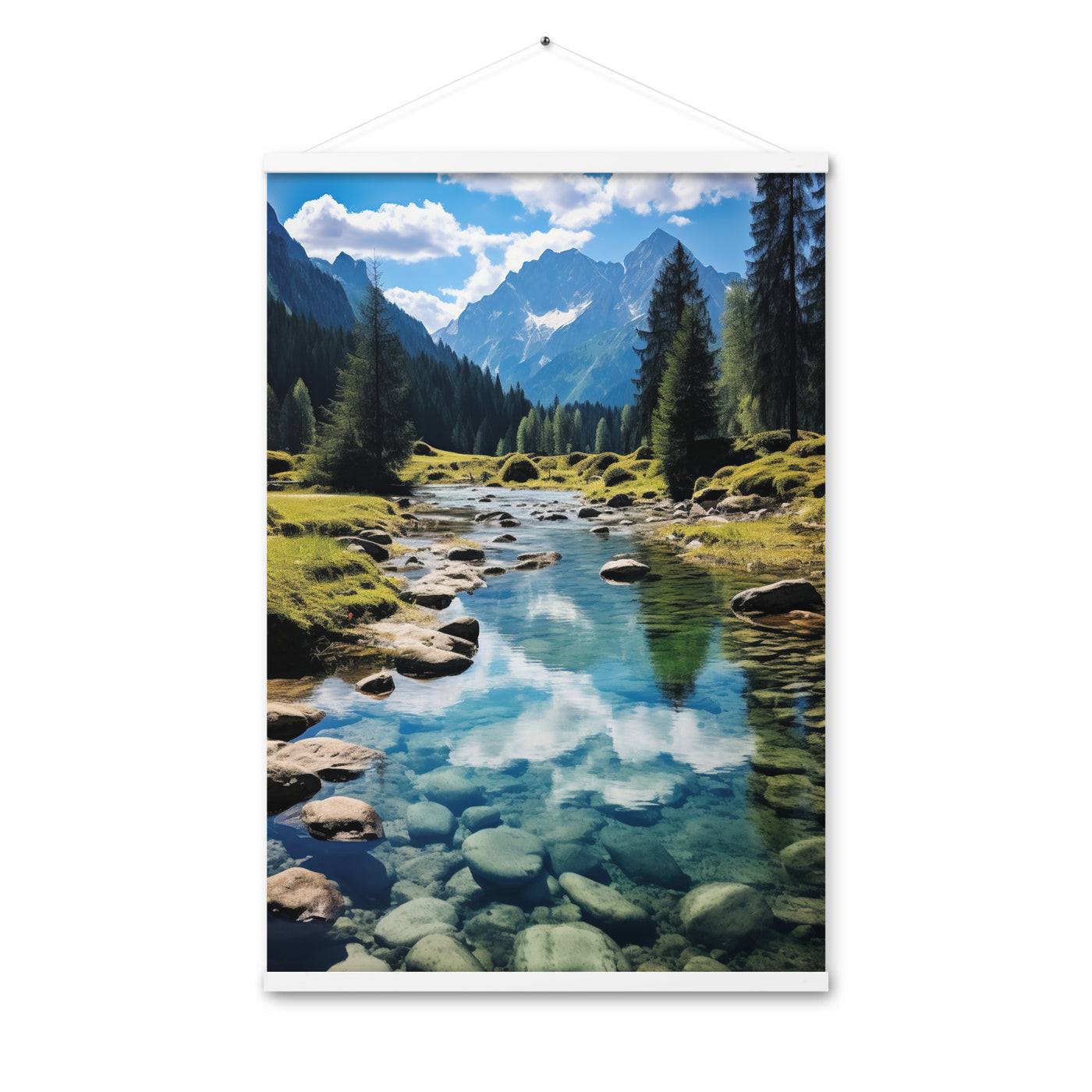 Österreichische Alpen und steiniger Bach - Premium Poster mit Aufhängung berge xxx 61 x 91.4 cm