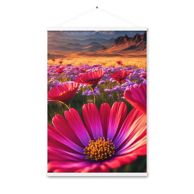 Wünderschöne Blumen und Berge im Hintergrund - Premium Poster mit Aufhängung berge xxx 61 x 91.4 cm