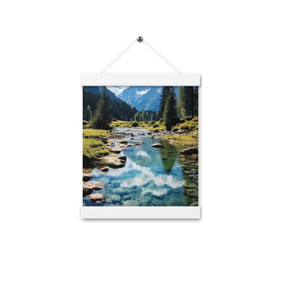 Österreichische Alpen und steiniger Bach - Premium Poster mit Aufhängung berge xxx 20.3 x 25.4 cm