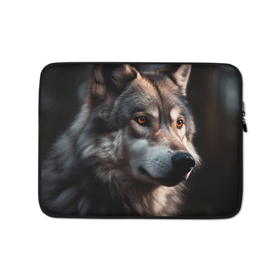 Wolf Porträt - Fotorealistische Malerei - Laptophülle camping xxx 13″