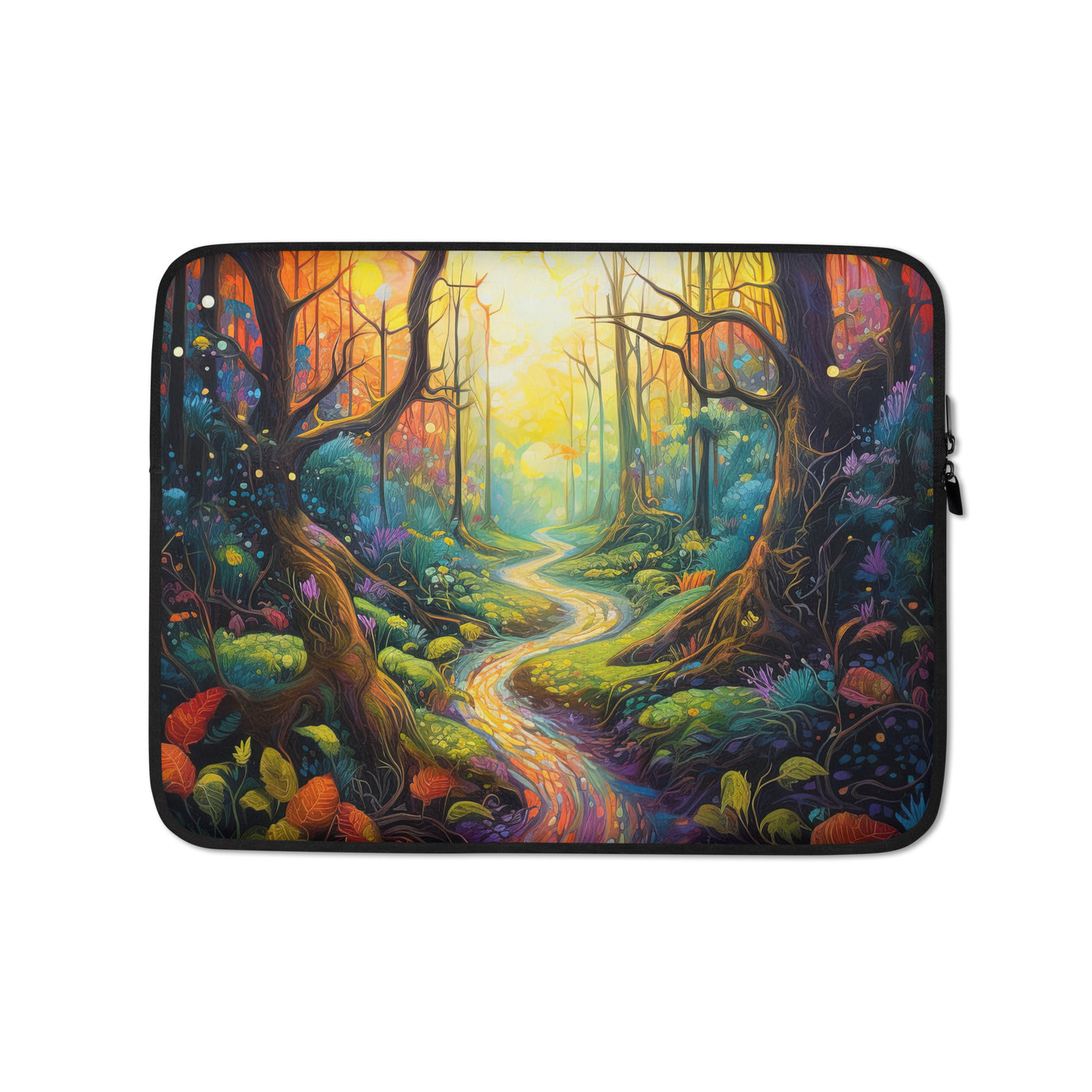 Wald und Wanderweg - Bunte, farbenfrohe Malerei - Laptophülle camping xxx 13″