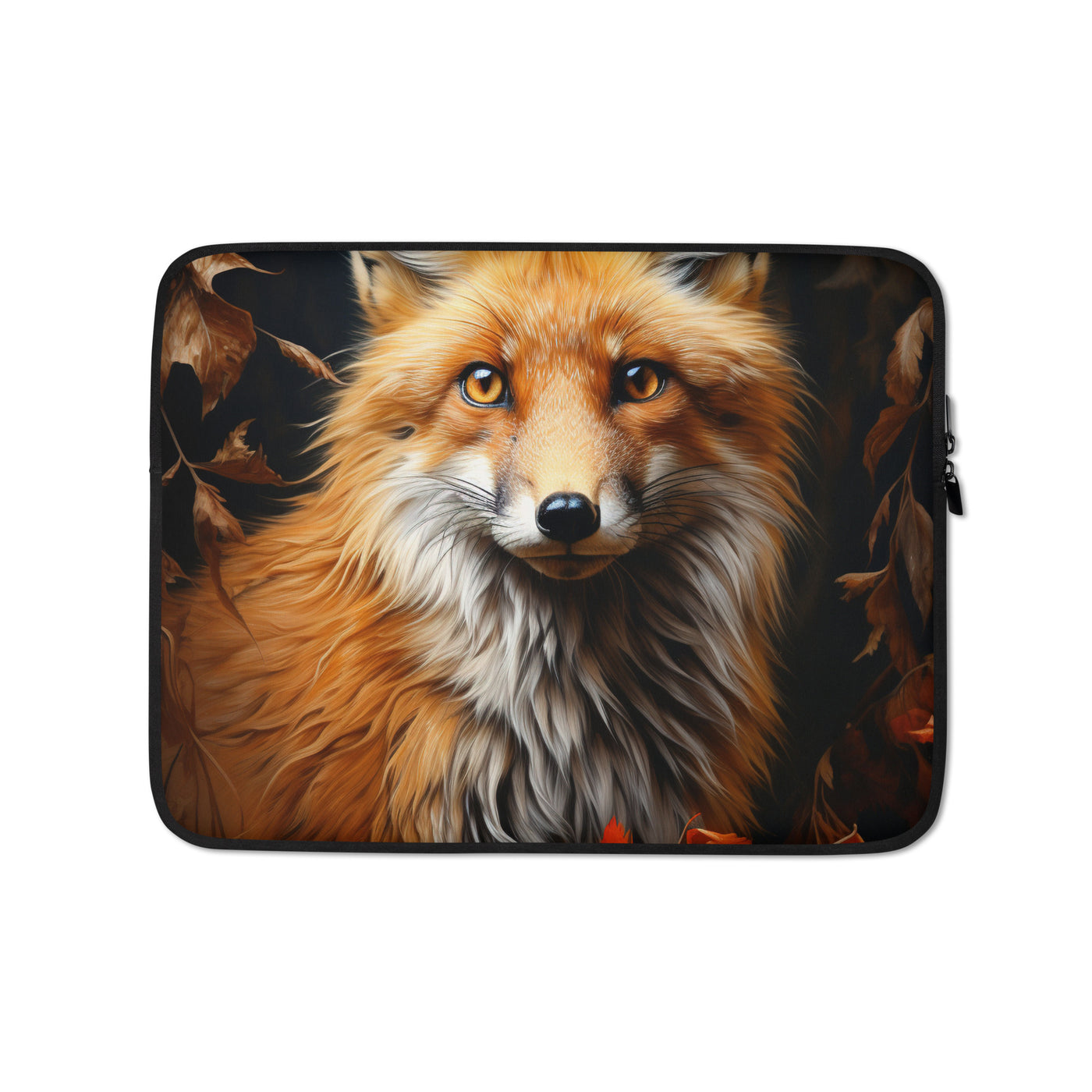 Fuchs Porträt und Herbstblätter - Malerei - Laptophülle camping xxx 13″