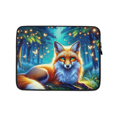 Funkelnder Nachtfuchs auf Waldlichtung mit Feuerwerk - Laptophülle camping xxx yyy zzz 13″