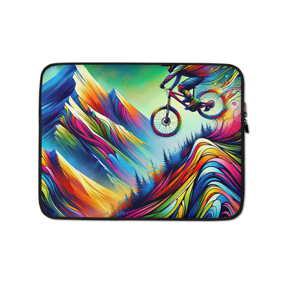 Mountainbiker in farbenfroher Alpenkulisse mit abstraktem Touch (M) - Laptophülle xxx yyy zzz 13″