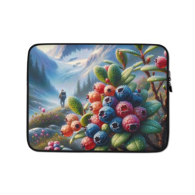 Ölgemälde einer Nahaufnahme von Alpenbeeren in satten Farben und zarten Texturen - Laptophülle wandern xxx yyy zzz 13″