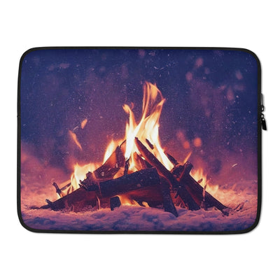 Lagerfeuer im Winter - Campingtrip Foto - Laptophülle camping xxx 15″