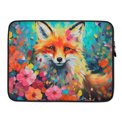 Schöner Fuchs im Blumenfeld - Farbige Malerei - Laptophülle camping xxx 15″