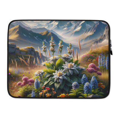 Alpine Flora: Digitales Kunstwerk mit lebendigen Blumen - Laptophülle berge xxx yyy zzz 15″