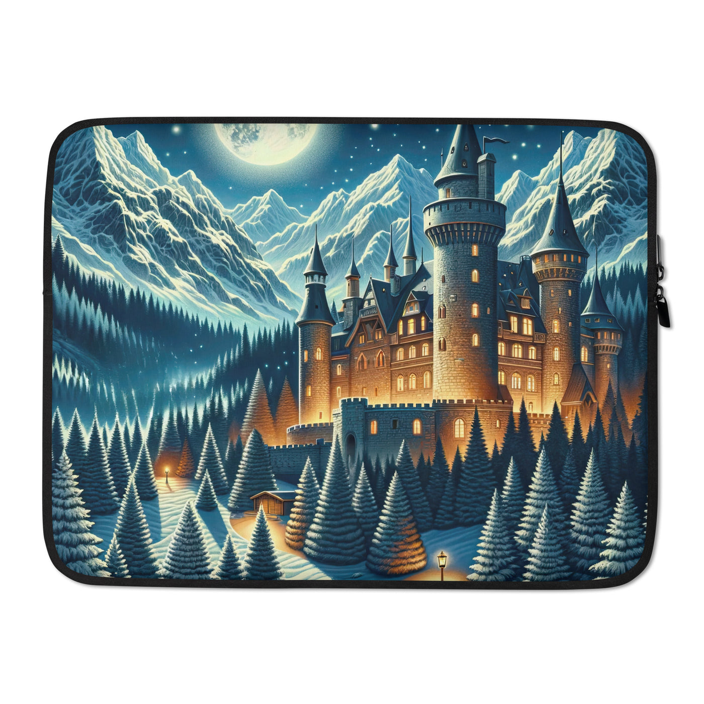 Mondhelle Schlossnacht in den Alpen, sternenklarer Himmel - Laptophülle berge xxx yyy zzz 15″