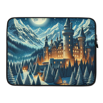 Mondhelle Schlossnacht in den Alpen, sternenklarer Himmel - Laptophülle berge xxx yyy zzz 15″