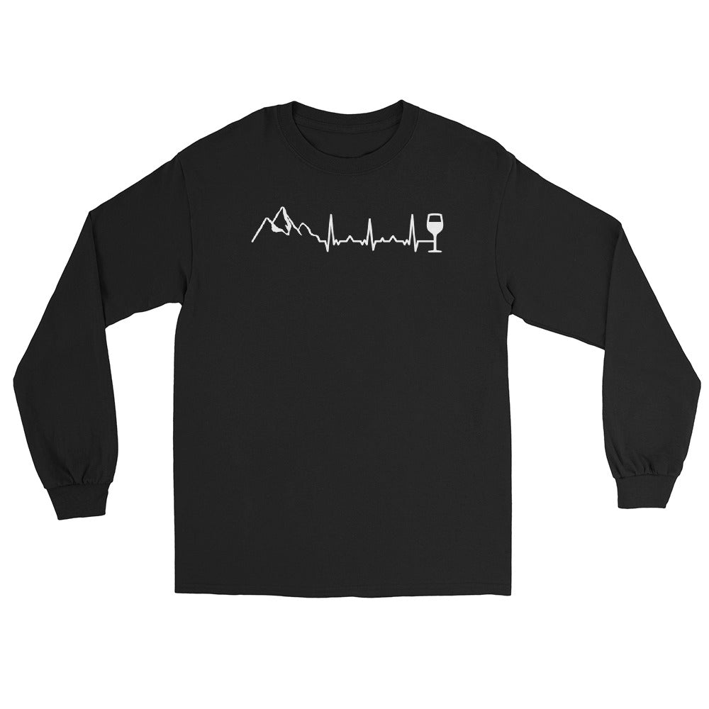 Heartbeat Wine and Mountain - Herren Longsleeve berge Schwarz