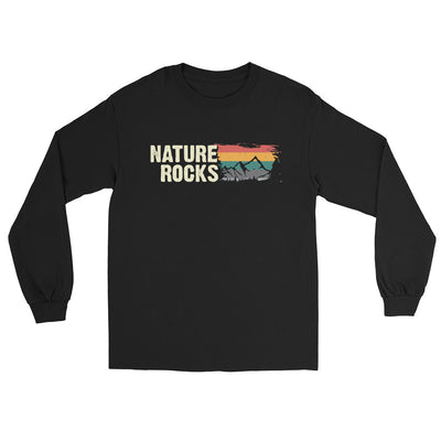 Nature Felsens - Herren Longsleeve berge camping wandern xxx yyy zzz Black